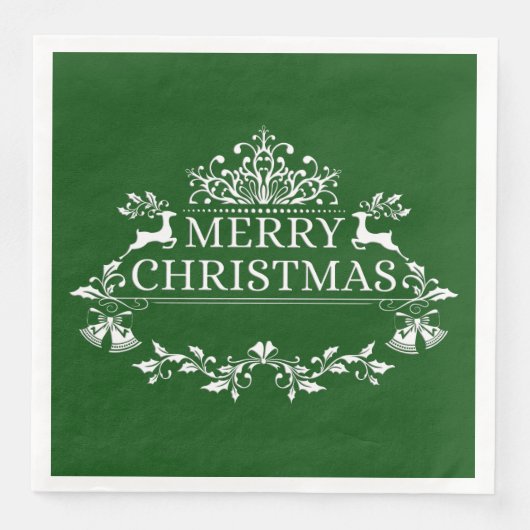 Grünes und weißes Weihnachtsbuch Napkins Serviette (Vorderseite)