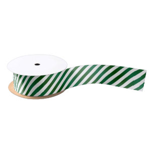 Grünes und weißes Weihnachtssüßigkeits-Streife Satinband