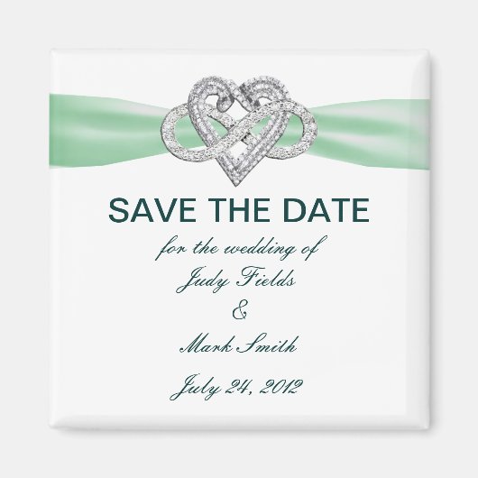 Grünes Unendliches Herz speichert das Datum Magnet (Vorne)