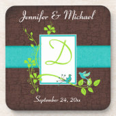 Grünes Untersetzer-Set Monogramm-Türkis-Browns (6) Untersetzer (Vorderseite)