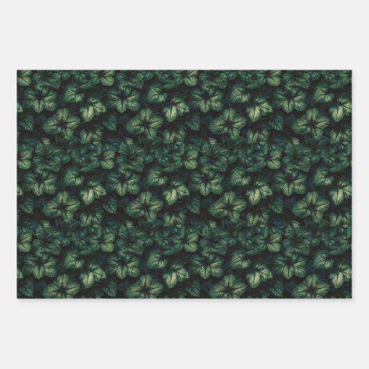 Grünes Verlassen Wrapping Paper Flat Sheet Set 3 Geschenkpapier Set (Vorderseite 2)