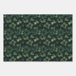 Grünes Verlassen Wrapping Paper Flat Sheet Set 3 Geschenkpapier Set