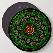 Grünes verziertes natürliches Fraktal Rundschmuck Button (Vorne & Hinten)