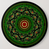 Grünes verziertes natürliches Fraktal Rundschmuck Button (Vorderseite)
