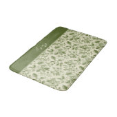 Grünes Vintage-Blumen-Toile-Muster Badematte (Schrägansicht)