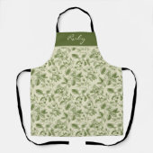 Grünes Vintage-Blumen-Toile-Muster Schürze (Vorderseite)