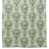 Grünes Vintage-Blumenmuster Duschvorhang (Vorderseite)