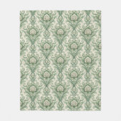 Grünes Vintage-Blumenmuster Fleecedecke (Vorderseite)