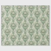 Grünes Vintage-Blumenmuster Geschenkpapier (Flach)
