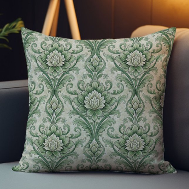 Grünes Vintage-Blumenmuster Kissen (Von Creator hochgeladen)