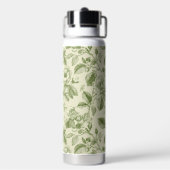 Grünes Vintage-Botanical-Toile-Muster Trinkflasche (Hinten)