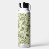 Grünes Vintage-Botanical-Toile-Muster Trinkflasche (Vorderseite)