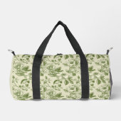 Grünes Vintage-Botanik-Toile-Muster Duffle Bag (Vorderseite)