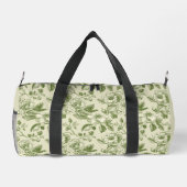 Grünes Vintage-Botanik-Toile-Muster Duffle Bag (Rückseite)