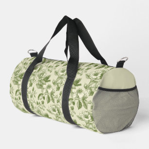 Grünes Vintage-Botanik-Toile-Muster Duffle Bag
