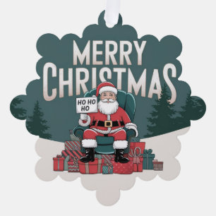 Grünes vintage Frohe Weihnachten Santa Claus ho ho Ornament Karte