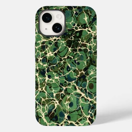 Grünes vintage marmoriertes Papier Case-Mate iPhone Hülle (Rückseite)