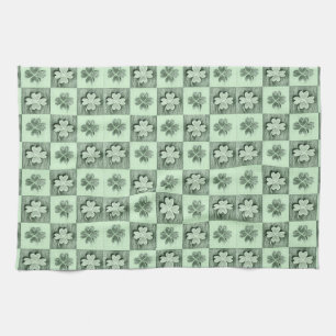 Grünes Vintage St. Patrick Retro-Kleeblattmuster Geschirrtuch