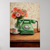 Grünes Vintage-Telefon Poster (Vorne)