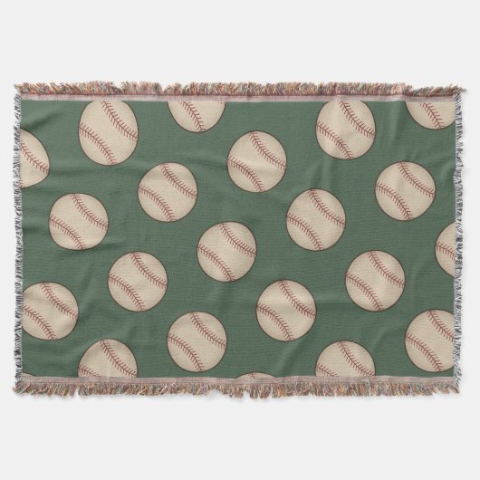 Grünes Vintages Baseballgewirr Decke (Vorderseite)