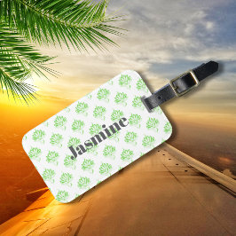 Grünes Vintages Blumenmuster mit benutzerdefiniert Gepäckanhänger