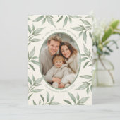 Grünes Vintages botanisches Foto Frohe Weihnachten (Stehend Vorderseite)