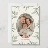 Grünes Vintages botanisches Foto Frohe Weihnachten (Vorderseite)