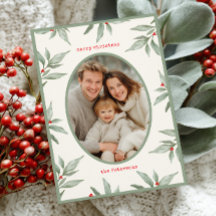 Grünes Vintages botanisches Foto Frohe Weihnachten