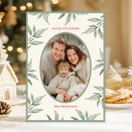 Grünes Vintages botanisches Foto Frohe Weihnachten