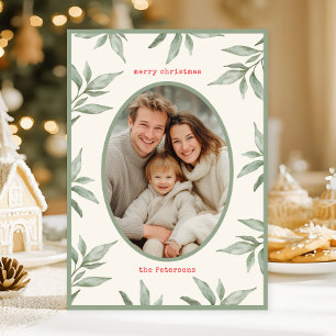 Grünes Vintages botanisches Foto Frohe Weihnachten