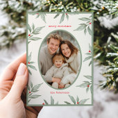 Grünes Vintages botanisches Foto Frohe Weihnachten