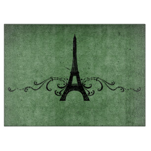 Grünes Vintages Französisch Geblüht Schneidebrett