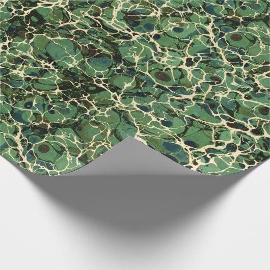 Grünes Vintages Marmorpapier Geschenkpapier (Ecke)