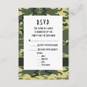 Grünes Waldgebiet Tarnung Hochzeit R.S.V.P RSVP Karte
