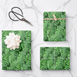 Grünes Waldland Ferns Muster Natur Geschenkpapier Set