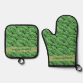 Grünes Waldland Ferns Muster Personalisiert Ofenhandschuh & Topflappen-Set (Vorderseite)