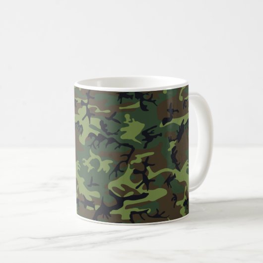 Grünes Waldmilitär tarnt Muster Kaffeetasse (VorderseiteRechts)