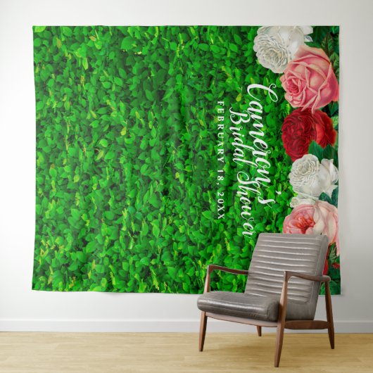 Grünes Wall Garden Blumenbeete Brautparty Hintergr Wandteppich (Beispiel (Horizontal))