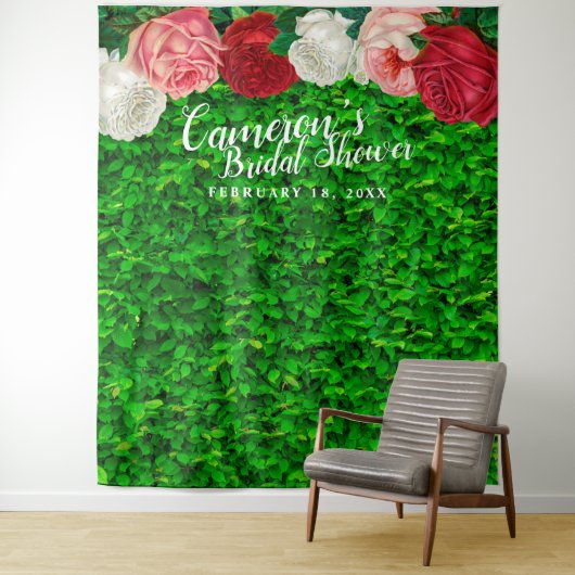 Grünes Wall Garden Blumenbeete Brautparty Hintergr Wandteppich (Beispiel)