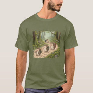 Grünes Wandern Igel Wald Baumwolle T-Shirt