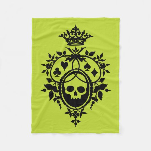 Grünes Wappen mit Skull und Cardsuits Fleece Blank (Vorderseite)