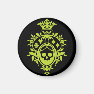 Grünes Wappen mit Skull und Cardsuits Magnet