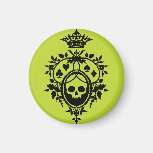 Grünes Wappen mit Skull und Cardsuits Magnet (Vorne)