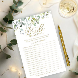 Grünes Was trägt die Braut Spiel Hochzeit Flyer
