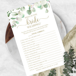 Grünes Was trägt die Braut Spiel Hochzeit Flyer