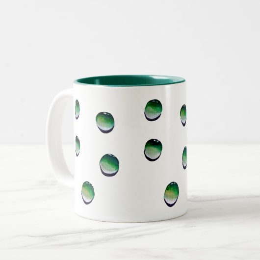 Grünes Wasser senkt die Wasserkunst Zweifarbige Tasse (Vorderseite Links)