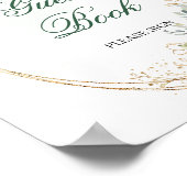 Grünes Wasserfarben-Gästebuch-Tischschild Poster (Ecke)
