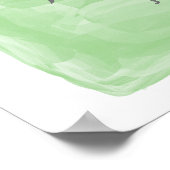 Grünes Wasserfarben-Hochzeitplakat Poster (Ecke)