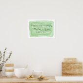 Grünes Wasserfarben-Hochzeitplakat Poster (Küche)