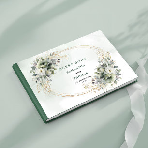 Grünes Wasserfarben-Wedding-Gästebuch in Salbeigrü Gästebuch